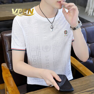 VPEN香港潮牌男裝短袖t恤男士夏季燙鉆體恤高端半袖圓領(lǐng)刺繡上衣百搭 255 白色 XL 【130-145斤】