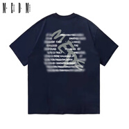 MEDM KASS國潮新款男女同款寬松T恤潮流短袖Tshirt 藏青色 L