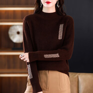 歌米拉半高領(lǐng)本命年紅色毛衣女秋冬內搭新款女士寬松短款厚款針織打底衫 深咖 2XL 130-145斤