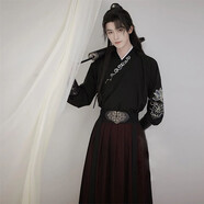 稻橙古裝原創(chuàng)漢服男情侶交領(lǐng)襦裙刺繡武俠風(fēng)中國風(fēng)成人學(xué)生套裝表演 朝歌 L