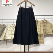 皮爾卡丹（pierre cardin）秋冬加厚復(fù)古燈芯絨純色寬松顯瘦文藝休閑大擺半身裙女 百搭黑【秋冬加厚款】 S 建議80-95斤