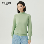 深呼吸DEEP BREATH女裝金屬扣可機洗純羊毛針織衫女A301328 淺綠 M (3)