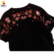 玖維婭夏季2025新款國(guó)潮櫻花刺繡短袖男中國(guó)風(fēng)上衣t恤男女學(xué)生寬松半袖 黑色 2XL