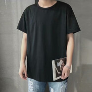 木子勝短袖T恤男夏季休閑體恤青少年印花圓領(lǐng)半截袖打底衫定制班服印圖 純黑 2XL