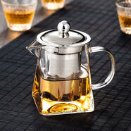 特厚耐熱可煮茶公道杯加厚玻璃公杯茶漏套裝側(cè)把大容量茶器分茶杯 【可明火】四方泡茶杯 400ml 1只