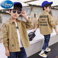迪士尼（Disney）男童外套春秋款2024新款韓版兒童洋氣寬松襯衫兒童薄款 卡其色 140 cm