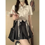 素優(yōu)米兩件套裝短袖T恤女裝夏季學(xué)院風(fēng)襯衫系帶上衣潮搭配百褶裙jk短裙 主圖款 M 85-105斤