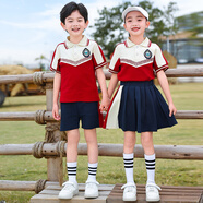 童話課堂小學(xué)生校服套裝三件套幼兒園園服春秋裝夏季運動服學(xué)院風(fēng)兒童班服 C138—女童短袖短裙 150碼建議身高135-145厘米左右