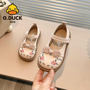 G.duck小黃鴨女童公主鞋夏季中國風(fēng)兒童皮鞋軟底淑女繡花蕾絲女童鞋涼鞋 5991粉色-2025年新款 27 碼內長(cháng)16.8cm