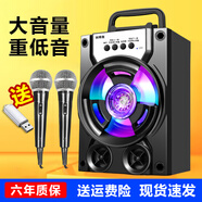 拼搏者 便攜藍(lán)牙音箱低音炮大音量戶外小型廣場舞音響迷你手提家用帶麥克風(fēng)手機(jī)微信收款語音播報(bào)器 升級版+2個(gè)金屬話筒