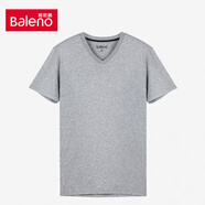班尼路 BALENO新款純色t恤潮流男圓領(lǐng)v領(lǐng)上衣打底純棉白色短袖休閑男裝88802215 V領(lǐng)20E花灰 88902701 S S 110斤