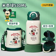 disney兒童保溫杯男孩316食品級吸管水杯幼兒園寶寶上學(xué)專用水壺 B米奇白色-雙飲杯【升級316 5ml