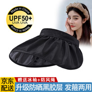 黛米安妮莎防曬帽子女夏季新款網(wǎng)紅貝殼帽帽子遮陽帽戶外防紫外線騎行空頂帽女士太陽帽遮臉大帽檐沙灘帽 黑色-【升級(jí)款黑膠】 均碼