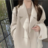 NKNG高端雙面羊毛呢大衣女2025秋冬新款韓系小個子羊毛呢外套 燕麥色 XS （105-115斤）