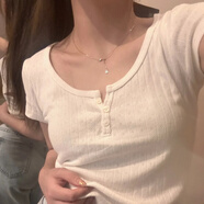 ZHIDOUDOU小香風(fēng)無(wú)袖針織衫上衣ndy B新款美式復條紋三?？踁領(lǐng)短袖女bm百 三?？坩樋装咨珰赓|(zhì) M