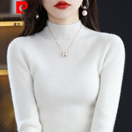 皮爾卡丹（pierre cardin）2025新款秋冬羊毛衫女加厚半高領(lǐng)毛衣修身100%純羊毛衫內(nèi)搭打底衫 白色 S 建議80-95斤