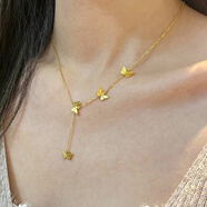 瑞諾黃金蝴蝶項鏈女新款時尚潮流999足金流蘇鎖骨套鏈生日禮物送女友 黃金蝴蝶套鏈/4.68克