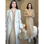 妍莉芬（yanlifen）秋冬配大衣中長(cháng)款毛衣裙女神范加厚針織打底連衣裙子女裝2025秋季 奶茶色 均碼 （建議80-140斤）