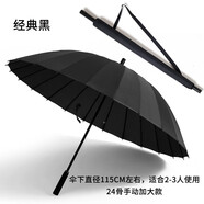 雨天姿24骨長柄自動晴雨傘超大號加固加厚結實抗風雙人三人雙層商務雨 手動L24骨-直柄黑色115CM