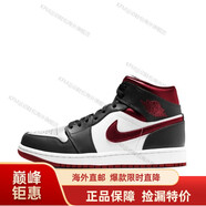 耐克（NIKE）男女鞋 新款Air Jordan 1 Mid AJ1 酒紅腳趾運動(dòng)籃球鞋554724-124 554724-122 40
