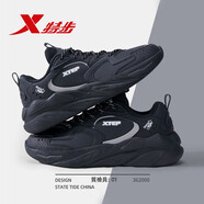 特步（XTEP）運(yùn)動鞋女鞋透氣跑步鞋軟底輕便休閑鞋皮面防水防滑百搭慢跑鞋子女 黑（0041） 38
