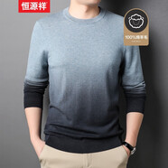 恒源祥 純羊毛衫男冬季新款圓領(lǐng)毛衣男爸爸裝休閑商務(wù)針織衫男中年男士打底衫 0021 20210028淺藍色 185/100A