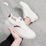 安踏（ANTA）男鞋秋季新款百搭軟底小白鞋革面保暖復古板鞋厚底運動(dòng)休閑鞋男 紅白色 39