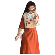 枳之薇過(guò)年新年衣服套裝女很想很想你周也同款漢服戰袍中式國風(fēng)絨馬甲紅 9169時(shí)尚套裝 L