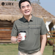 寶財(cái)羊爸爸裝冰絲短袖t恤男夏季polo衫50歲60中老年人上衣服父親節(jié)禮物