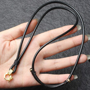 寶夏悅佛牌鏈子蠟皮繩手編吊墜繩子單掛快拆扣泰國佛牌鏈掛墜繩項 黑色3毫米粗金色快拆扣