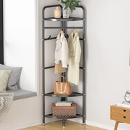 密林衣帽架落地鐵藝衣架臥室轉(zhuǎn)角置物架扇形簡易掛衣架 轉(zhuǎn)角衣帽架黑色