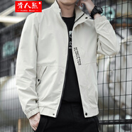 貴人熊夾克男外套春秋季潮流新款港風(fēng)寬松學(xué)生班服休閑百搭立領(lǐng)運(yùn)動(dòng)棒球服情侶工裝青少年衣服 卡其色 2XL