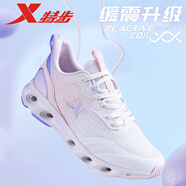 特步女鞋運動(dòng)鞋女春夏季飛織軟底網(wǎng)面鞋女透氣跑步鞋女百搭休閑鞋子女 帆白/芋泥紫(減震旋科技)-0082 40