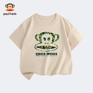 大嘴猴（paul frank）童裝2025夏款純棉短袖和褲子男女童T恤百搭舒適中大童透氣打底衫 432F淺卡其 150