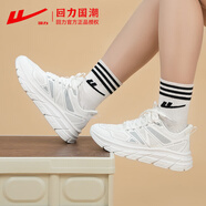 回力運(yùn)動(dòng)鞋男女鞋夏季網(wǎng)面透氣休閑鞋子舒適耐磨跑步鞋INS情侶鞋 白/灰 35