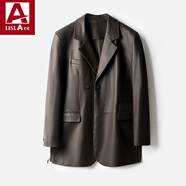 黎依奴（LISLAVE）綿羊皮氣質(zhì)真皮奢侈品小西裝外套女春秋皮衣時(shí)尚女裝皮質(zhì)軟糯西服 馥郁奶咖（7） L （適合105-120斤）