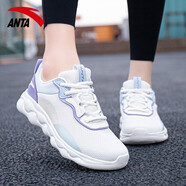 安踏（ANTA）跑步鞋女鞋2025夏季新款網(wǎng)面透氣緩震回彈女子跑鞋輕便運動(dòng)鞋 象牙白/楊絮紫/淺明藍5536 35.5