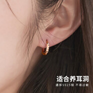 曼蒂婭 925銀耳環(huán)女新潮耳扣車(chē)花圓圈耳飾日韓簡(jiǎn)約百搭耳圈圓臉顯瘦禮物 車(chē)花耳圈 玫瑰金色【京速達】