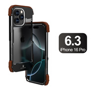 羋熊 蘋果16手機(jī)殼iPhone12Pro Max防摔金屬邊框13pro個(gè)性金絲檀木保護(hù)套潮牌男款 蘋果16Pro (6.3寸)鐵木1代鋼鐵俠