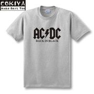 牧獸ACDC金屬搖滾樂隊 Back in black 短袖T恤 AC/DC T恤男 寬松棉 灰色 S (110斤-130斤)