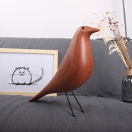花始鸭子小鸟企鹅木质工艺品丹麦木偶摆件创意可爱北欧ins家居装饰品 花梨色鸽子 高28cm