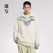 速寫(xiě)男裝春夏折扣新款針織衫休閑拼接寬松套頭毛衣 100/本白 XS