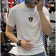 BGP潮牌歐美風(fēng)夏季新款帥氣男士潮流金?；照聽C鉆圓領(lǐng)短袖網(wǎng)紅t恤男 白色 XL