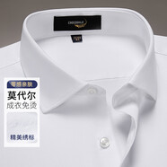 鱷魚恤（CROCODILE）秋冬男商務(wù)休閑襯衫百搭長袖免燙襯衣正裝柔軟商務(wù)正裝上衣服親膚 白色 3XL 43