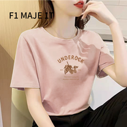 F1MAJE1T高端設(shè)計(jì)師品牌短袖T恤女夏季2025新款韓版棉上衣寬松圓領(lǐng)女裝 T恤/圓領(lǐng)/粉色/果實(shí) 3XL 【136-150斤】建議體重