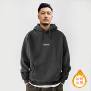 幕后英雄大碼衛(wèi)衣男連帽衫春秋冬季款青少年加絨加厚暗夜灰色帽衫寬松簡約 暗夜灰【加絨款】-減號 XL(175/96A)