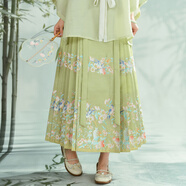 森女部落原創(chuàng  )七分袖圓領(lǐng)日常古風(fēng)輕薄上衣漢服套裝防曬夏季子母扣 馬面裙（單件） S