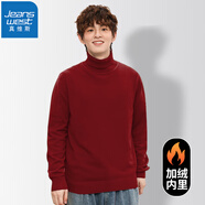 真維斯（JEANSWEST）毛衣男秋冬新款針織衫青少年針線衫內(nèi)搭保暖百搭純色打底衫毛線衫 酒紅（加絨高領(lǐng)） XL (推薦130-150斤)