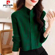 皮爾卡丹（pierre cardin）2025新款半高領(lǐng)修身打底衫女秋冬時(shí)尚毛衣洋氣針織上衣長(cháng)袖針織衫 墨綠色 3XL