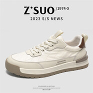 走索（Z.Suo） 冬季新款阿甘鞋軟底百搭舒適個性拼接潮鞋男鞋子小白鞋 米棕色 44